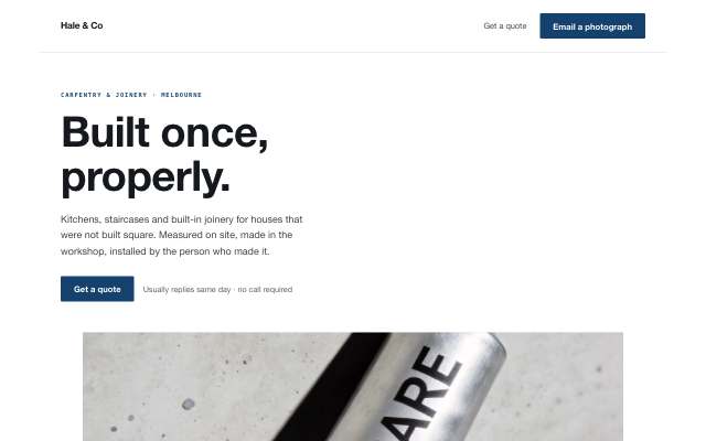 Institutional — the image-led page in this direction