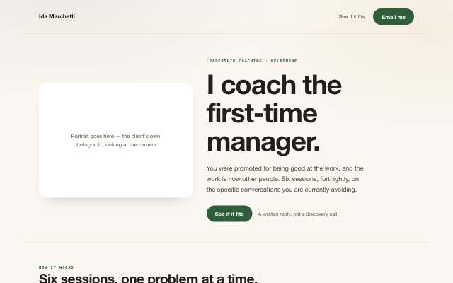 Warm Workshop — the person-led page in this direction