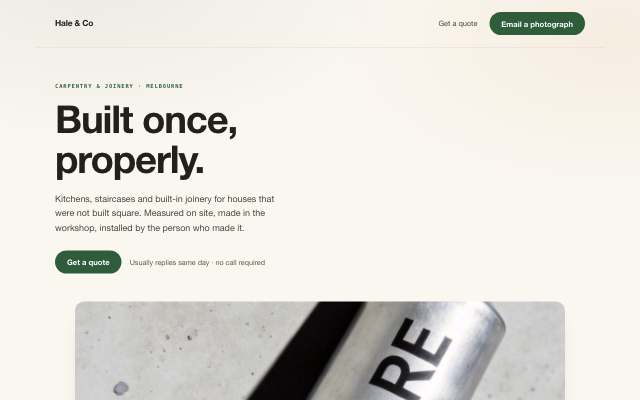 Warm Workshop — the image-led page in this direction
